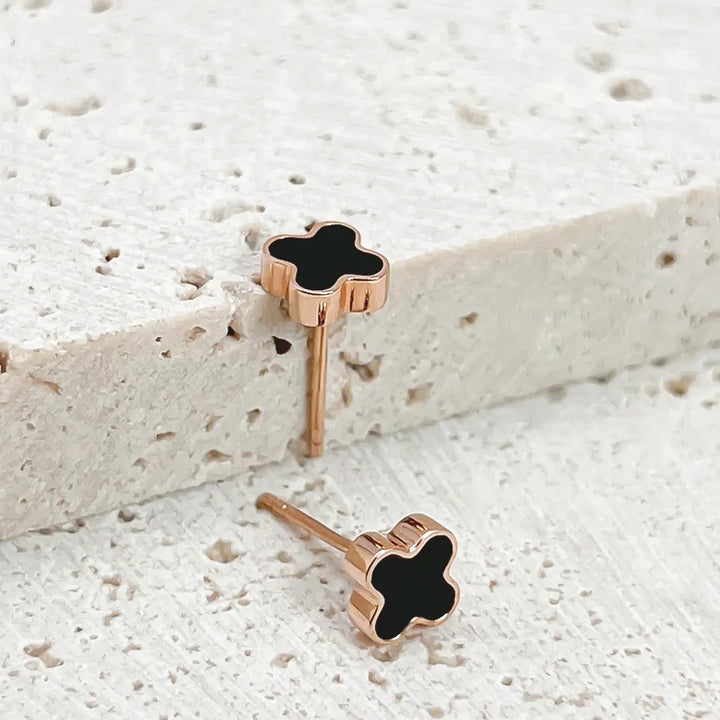 18K Leaf Clover Stud Earring - De Oro Jewelry