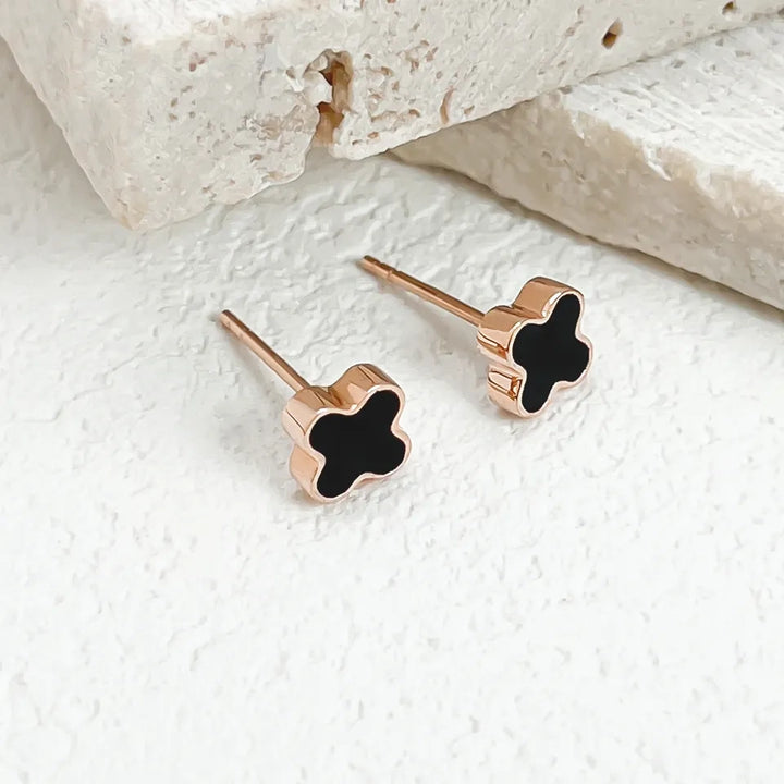 18K Leaf Clover Stud Earring - De Oro Jewelry