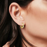 14K Square Cut Huggie Hoop Small Earring - De Oro Jewelry