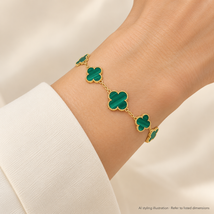 AI styling illustration of De Oro clover product; visual reference only, refer to the listed dimensions