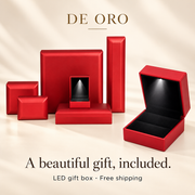 De Oro red LED gift-box packaging, professionally restyled