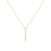 14K gold bar pendant necklace minimalist vertical slim bar pendant on delicate chain for everyday wear