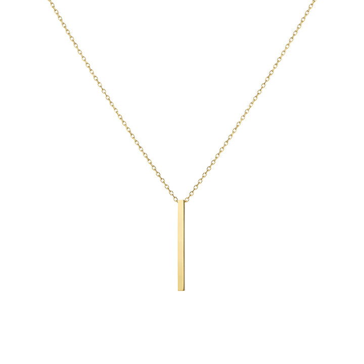 14K gold bar pendant necklace minimalist vertical slim bar pendant on delicate chain for everyday wear