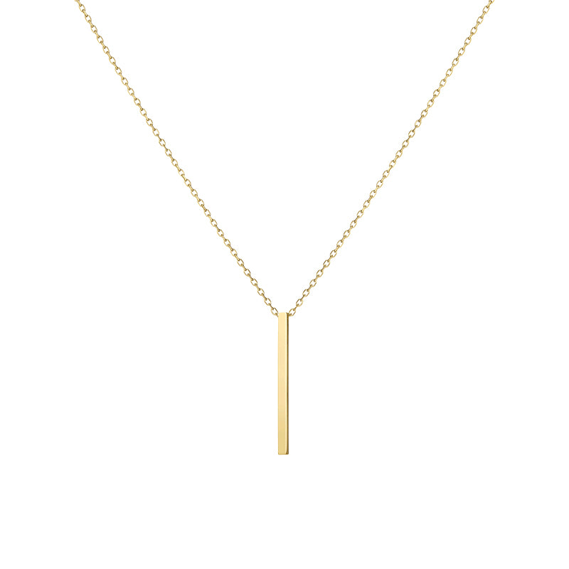 14K gold bar pendant necklace minimalist vertical slim bar pendant on delicate chain for everyday wear