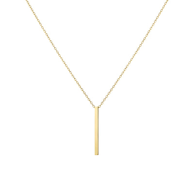 14K gold bar pendant necklace minimalist vertical slim bar pendant on delicate chain for everyday wear