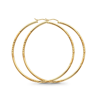 Fine Diamond Cut Hoop Large Earring - De Oro Jewelry