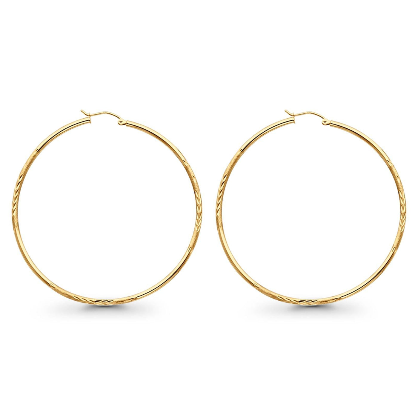 Fine Diamond Cut Hoop Large Earring - De Oro Jewelry