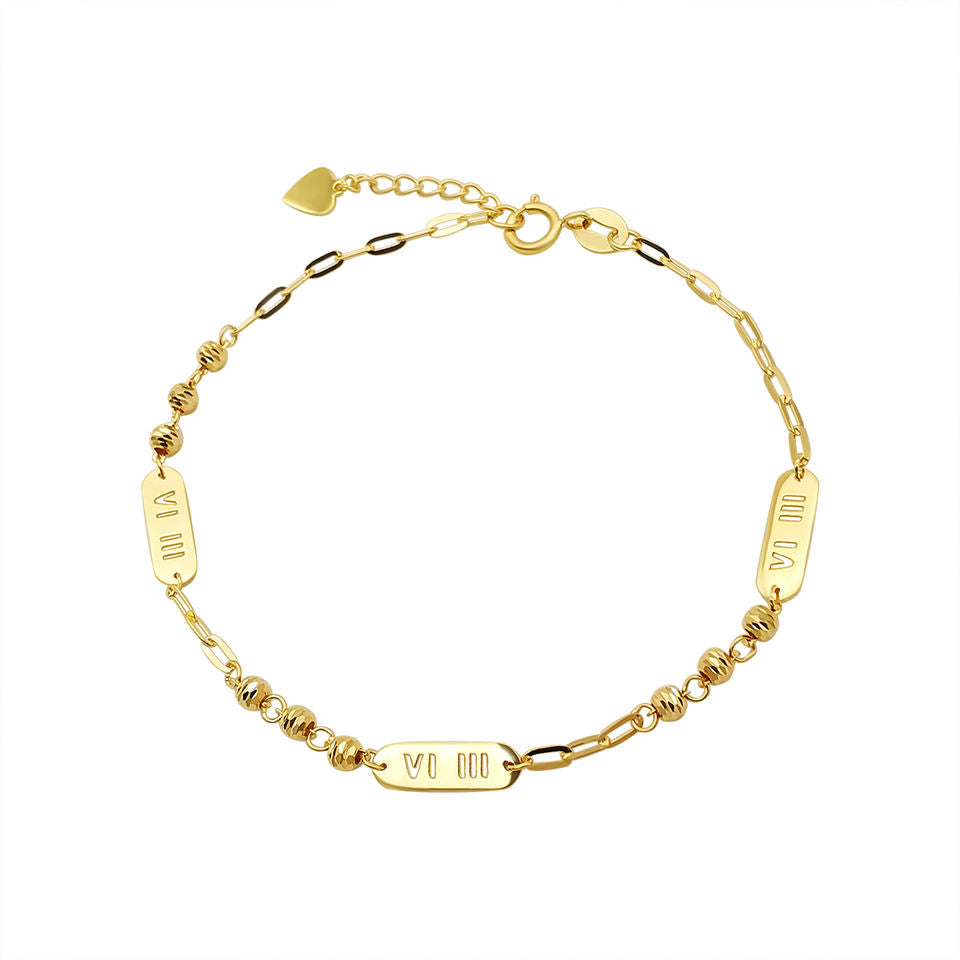 Stylish Beads Roman Numbers Bracelet - De Oro Jewelry